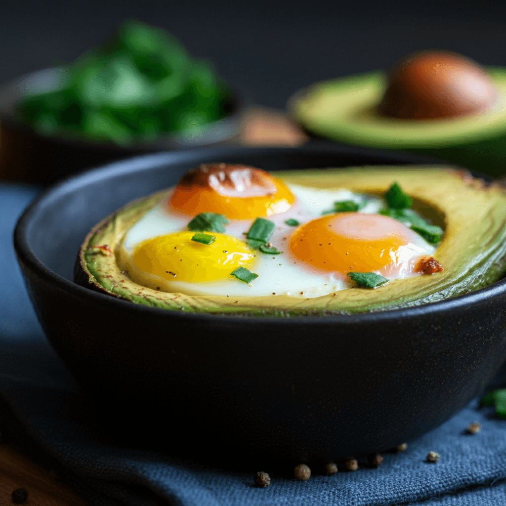 Avocado eggs that have been baked