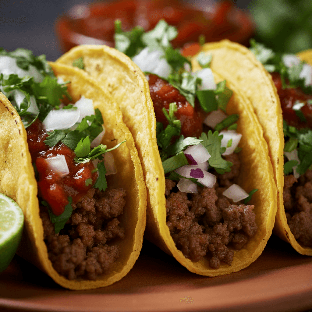 Delicious ground beef tacos with fresh toppings