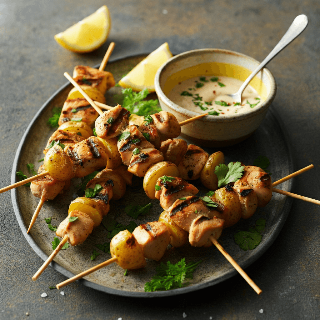 Lemon-Garlic Chicken and Potato Skewers