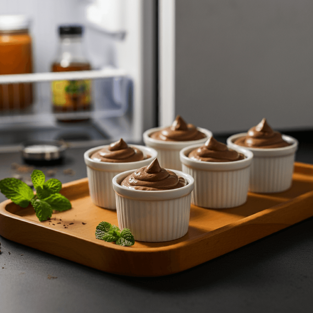 Avocado chocolate mousse ready to be refrigerated